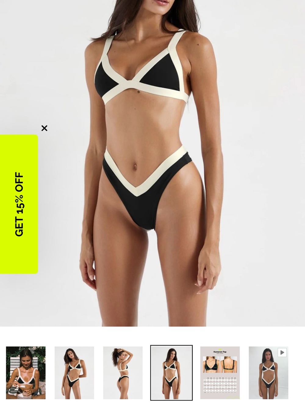 Minimalist Black & Cream V‑Trim Bikini - Women's Swim
